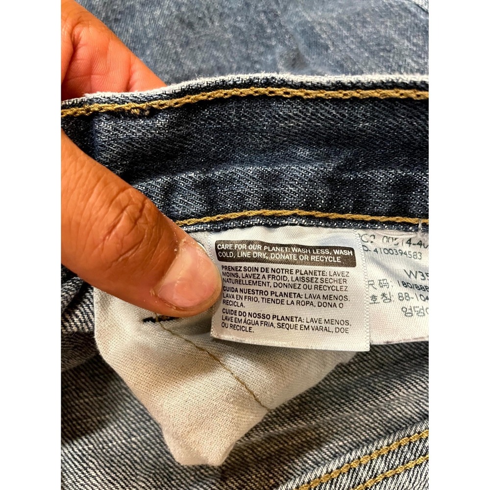 Levi's 514 Regular Straight Fit Jeans Mens 35x34 Blue Denim Dark Wash Mid Rise - Picture 7 of 16